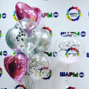 Набор шаров "Хром серебро-розовый"